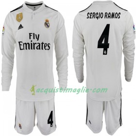 Divisa di Calcio Real Madrid SERGIO RAMOS 4 Bambino Prima 2018/2019 Manica Lunga